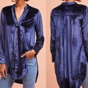 Anthropologie Maeve Velvet Tunic Top